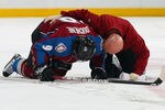 DENVER, CO - MARCH 06:  Matt Duchene #9 of the Colorado Avalanche is attended to by head athletic trainer Matthew Sokolowski after being injured against the Minnesota Wild at the Pepsi Center on March 6, 2012 in Denver, Colorado.  (Photo by Doug Pensinger/Getty Images)