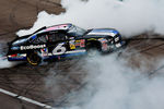 LAS VEGAS, NV - MARCH 10:  Ricky Stenhouse Jr., driver of the #6 Ford EcoBoost Ford, does a burnout after winning the NASCAR Nationwide Series Sam's Town 300 at Las Vegas Motor Speedway on March 10, 2012 in Las Vegas, Nevada.  (Photo by Ronald Martinez/Getty Images for NASCAR)