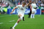 PARIS, FRANCE - MARCH 11:  Owen Farrell of England kicks at goal during the RBS 6 Nations match between France and England at Stade de France on March 11, 2012 in Paris, France.  (Photo by Mike Hewitt/Getty Images)