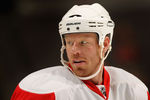 DENVER, CO - JANUARY 10:  Johan Franzen #93 of the Detroit Red Wings warms up prior to facing the Colorado Avalanche at the Pepsi Center on January 10, 2011 in Denver, Colorado.  (Photo by Doug Pensinger/Getty Images)