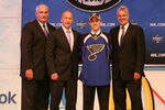 LOS ANGELES, CA - JUNE 25:  Jaden Schwartz, drafted 14th overall by the St. Louis Blues, poses on stage during the 2010 NHL Entry Draft at Staples Center on June 25, 2010 in Los Angeles, California.  (Photo by Bruce Bennett/Getty Images)
