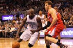 ORLANDO, FL - FEBRUARY 06:  Jason Richardson #23 of the Orlando Magic drives against Blake Griffin #32 of the Los Angeles Clippers during the game at Amway Center on February 6, 2012 in Orlando, Florida.   NOTE TO USER: User expressly acknowledges and agrees that, by downloading and or using this Photograph, user is consenting to the terms and conditions of the Getty Images License Agreement.  (Photo by Sam Greenwood/Getty Images)