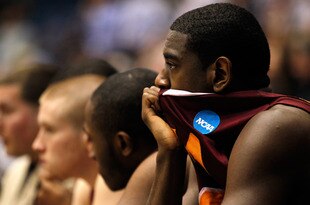 DAYTON, OH - MARCH 13:  Randy Dezouvre #23 of the Iona Gaels reacts from the bench late in the second half while taking on the Brigham Young Cougars in the first round of the 2011 NCAA men's basketball tournament at UD Arena on March 13, 2012 in Dayton, Ohio.  (Photo by Gregory Shamus/Getty Images)