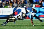 NASHVILLE, TN - DECEMBER 11:  Tracy Porter #22 of the New Orleans Saints ipends Javon Ringer #21 of the Tennessee Titans during play at LP Field on December 11, 2011 in Nashville, Tennessee.  (Photo by Grant Halverson/Getty Images)