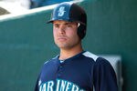 MESA, AZ - MARCH 8: Jesus Montero #63 of the Seattle Mariners looks on during the game against the Chicago Cubs at HoHoKam Stadium on March 8, 2012 in Mesa, Arizona. (Photo by Rob Tringali/Getty Images)