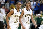 LOUISVILLE, KY - MARCH 15:  Zay Jackson #10 and Isaiah Canaan #3 of the Murray State Racers reacts towards teh end of the game against the Colorado State Rams during the second round of the 2012 NCAA Men's Basketball Tournament at KFC YUM! Center on March 15, 2012 in Louisville, Kentucky.  (Photo by Andy Lyons/Getty Images)