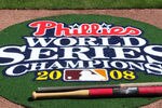 CLEARWATER, FL - FEBRUARY 26:  A new on-deck mat celebrates the Philadelphia Phillies 2008 World Series Championship as spring training play begins against the Toronto Blue Jays February 26, 2009 at Bright House Field in Clearwater, Florida.  (Photo by Al Messerschmidt/Getty Images)