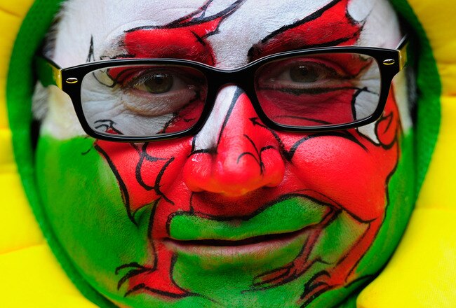 CARDIFF, WALES - MARCH 17:  A Wales fan looks on after Wales win the Grand Slam after the RBS Six Nations match between Wales and France at the Millennium stadium  on March 17, 2012 in Cardiff, Wales.  (Photo by Stu Forster/Getty Images)