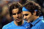 INDIAN WELLS, CA - MARCH 17:  Rafael Nadal of Spain congratulates Roger Federer of Switzerland after their match during the semifinals of the BNP Paribas Open at the Indian Wells Tennis Garden on March 17, 2012 in Indian Wells, California.  (Photo by Matthew Stockman/Getty Images)