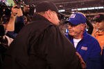 EAST RUTHERFORD, NJ - NOVEMBER 20:  Head coach Andy Reid of the Philadelphia Eagles is congratulated by head coach Tom Coughlin of the New York Giants after the Eagles won 17-10 at MetLife Stadium on November 20, 2011 in East Rutherford, New Jersey.  (Photo by Patrick McDermott/Getty Images)