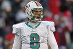 FOXBORO, MA - DECEMBER 24:    Matt Moore #8 of the Miami Dolphins reacts during a game against the New England Patriots in the second quarter at Gillette Stadium on December 24, 2011 in Foxboro, Massachusetts. (Photo by Jim Rogash/Getty Images)