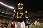 PITTSBURGH, PA - NOVEMBER 06:  Mike Wallace #17 of the Pittsburgh Steelers celebrates after catching a touchdown pass against the Baltimore Ravens during the game on November 6, 2011 at Heinz Field in Pittsburgh, Pennsylvania.  (Photo by Jared Wickerham/Getty Images)