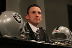 ALAMEDA, CA - JANUARY 30:  New Oakland Raiders head coach Dennis  Allen looks on during a press conference on January 30, 2012 in Alameda, California. Dennis Allen was introduced as the new coach of the Oakland Raiders, replacing Hue Jackson who was fired after one season.  (Photo by Justin Sullivan/Getty Images)