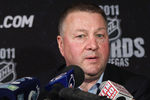 LAS VEGAS, NV - JUNE 21:  General manager Mike Gillis of the Vancouver Canucks addresses the media at the 2011 NHL Awards nominee media availability at the Palms Casino Resort on June 21, 2011 in Las Vegas, Nevada.  (Photo by Bruce Bennett/Getty Images)