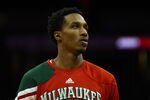 NEWARK, NJ - MARCH 12:  Brandon Jennings #3 of the Milwaukee Bucks looks on during warm ups against the New Jersey Nets at Prudential Center on March 12, 2012 in Newark, New Jersey.  NOTE TO USER: User expressly acknowledges and agrees that, by downloading and or using this photograph, User is consenting to the terms and conditions of the Getty Images License Agreement.  (Photo by Chris Chambers/Getty Images)