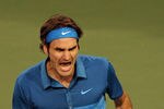 INDIAN WELLS, CA - MARCH 17:  Roger Federer of Switzerland celebrates during a 6-4, 6-3 win over Rafael Nadal of Spain Indian Wells Tennis Garden on March 17, 2012 in Indian Wells, California.  (Photo by Harry How/Getty Images)