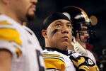 ARLINGTON, TX - FEBRUARY 06:  Hines Ward #86 of the Pittsburgh Steelers looks on during the captain's meeting and coin flip against the Green Bay Packers during Super Bowl XLV at Cowboys Stadium on February 6, 2011 in Arlington, Texas. The Packers won 31-25.  (Photo by Jamie Squire/Getty Images)