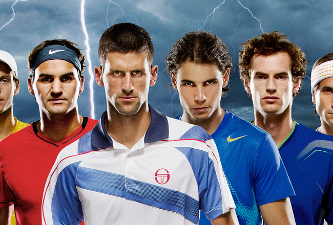 UNSPECIFIED, UNDATED:  (EDITORS NOTE: THIS IS A DIGITALLY ALTERED COMPOSITE IMAGE) 15 of the top male tennis players in the world (L-R) Ryan Harrison of United States, Bernard Tomic of Australia, Milos Raonic of Canada, Kei Nishikori of Japan, Fernando Verdasco of Spain, Janko Tipsarevic of Serbia, John Isner of United States, Tomas Berdych of Czech Republic, Roger Federer of Switzerland, Novak Djokovic of Serbia, Rafael Nadal of Spain, Andy Murray of Great Britain, David Ferrer of Spain, Jo-Wilfried Tsonga of France and Mardy Fish of United States look forward to the Indian Wells Open, the first of the season's ATP World Tour Masters 1000 events.  (Photo by Clive Brunskill/Getty Images for the ATP World Tour)

Kris Timken