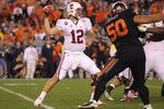 GLENDALE, AZ - JANUARY 02:  Andrew Luck #12 of the Stanford Cardinal throws a pass against the Oklahoma State Cowboys during the Tostitos Fiesta Bowl on January 2, 2012 at University of Phoenix Stadium in Glendale, Arizona. Oklahoma State won 41-38 in overtime.  (Photo by Doug Pensinger/Getty Images)