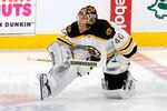 WASHINGTON, DC - JANUARY 24:  Tuukka Rask #40 of the Boston Bruins warms up before the game against the Washington Capitals at the Verizon Center on January 24, 2012 in Washington, DC.  (Photo by Greg Fiume/Getty Images)