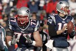 FOXBORO, MA - DECEMBER 24: Nate Solder #77 of the New England Patriots blocks against the Miami Dolphins  during the first quarter at Gillette Stadium on December 24, 2011 in Foxboro, Massachusetts.  (Photo by Winslow Townson/Getty Images)