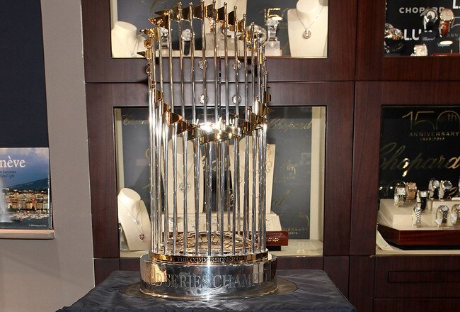 GREENWICH, CT - NOVEMBER 12:  2009 World Series Yankees Trophy at Manfredi Jewels on November 12, 2010 in Greenwich, Connecticut.  (Photo by Donald Bowers/Getty Images for Manfredi Jewels)