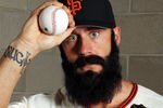 SCOTTSDALE, AZ - MARCH 01:  Brian Wilson #38 of the San Francisco Giants poses during spring training photo day on March 1, 2012 in Scottsdale, Arizona.  (Photo by Jamie Squire/Getty Images)