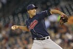 DETROIT - SEPTEMBER 26: Ubaldo Jimenez #30 of the Cleveland Indians pitches in the second inning during the game against the Detroit Tigers at Comerica Park on September 26, 2011 in Detroit, Michigan.  (Photo by Leon Halip/Getty Images)