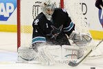 SAN JOSE, CA - JANUARY 05:  Thomas Greiss #1 of the San Jose Sharks makes a save during their game against the Columbus Blue Jackets at HP Pavilion at San Jose on January 5, 2012 in San Jose, California.  (Photo by Ezra Shaw/Getty Images)