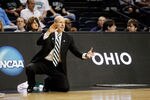 NASHVILLE, TN - MARCH 18:  Head coach John Groce of the Ohio Bobcats shouts to his team against the South Florida Bulls during the third round of the 2012 NCAA Men's Basketball Tournament at Bridgestone Arena on March 18, 2012 in Nashville, Tennessee.  (Photo by Kevin C. Cox/Getty Images)