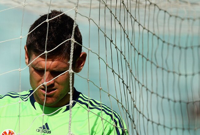 SYDNEY, AUSTRALIA - JANUARY 08: Liam Reddy of Sydney FC looks dejected during the round 14 A-League match between Sydney FC and the Central Coast Mariners at the Sydney Football Stadium on January 8, 2012 in Sydney, Australia.  (Photo by Ryan Pierse/Getty Images)