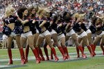 HOUSTON, TX - JANUARY 01: The Houston Texans cheerleaders perform during a timeout of the game of the Tennessee Titans at the Houston Texans on January 1, 2012 at Reliant Stadium in Houston, Texas. Titans won 23 to 22. (Photo by Thomas B. Shea/Getty Images)