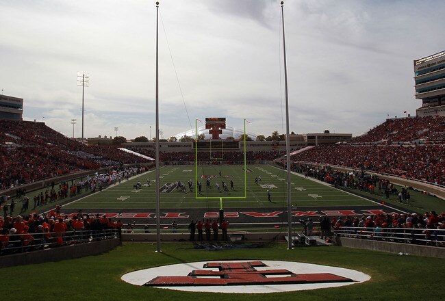 LUBBOCK, TX - NOVEMBER 12:  A general view of play between the Oklahoma State Cowboys and the Texas Tech Red Raiders at Jones AT&T Stadium on November 12, 2011 in Lubbock, Texas.  (Photo by Ronald Martinez/Getty Images)