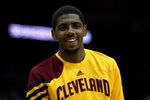 NEWARK, NJ - MARCH 19:  Kyrie Irving #2 of the Cleveland Cavaliers looks on during warm ups against the New Jersey Nets at Prudential Center on March 19, 2012 in Newark, New Jersey.  NOTE TO USER: User expressly acknowledges and agrees that, by downloading and or using this photograph, User is consenting to the terms and conditions of the Getty Images License Agreement.  (Photo by Chris Chambers/Getty Images)