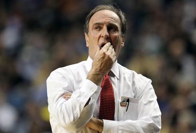 NASHVILLE, TN - MARCH 16:  Head coach Fran Dunphy of the Temple Owls looks on against the South Florida Bulls during the second round of the 2012 NCAA Men's Basketball Tournament at Bridgestone Arena on March 16, 2012 in Nashville, Tennessee.  (Photo by Jamie Squire/Getty Images)