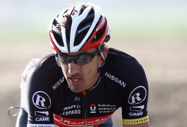 WEVELGEM, BELGIUM - MARCH 25:  Fabian Cancellara of Switzerland and Team Radioshack - Nissan in action during the 74th edition of the Gent - Wevelgem one day cycle race on March 25, 2012 in Wevelgem, Belgium.  (Photo by Bryn Lennon/Getty Images)