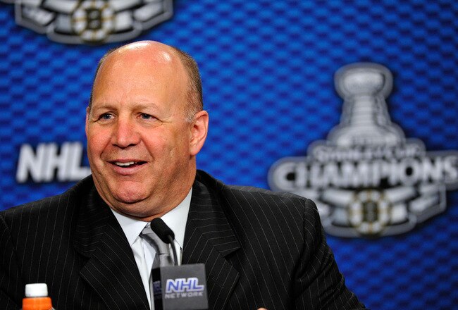 VANCOUVER, BC - JUNE 15:  Head coach Claude Julien of the Boston Bruins talks to the media after defeating the Vancouver Canucks in Game Seven of the 2011 NHL Stanley Cup Final at Rogers Arena on June 15, 2011 in Vancouver, British Columbia, Canada. The Boston Bruins defeated the Vancouver Canucks 4 to 0.  (Photo by Rich Lam/Getty Images)
