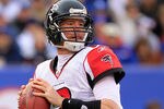 EAST RUTHERFORD, NJ - JANUARY 08:  Matt Ryan #2 of the Atlanta Falcons looks to pass against the New York Giants during their NFC Wild Card Playoff game at MetLife Stadium on January 8, 2012 in East Rutherford, New Jersey.  (Photo by Chris Trotman/Getty Images)