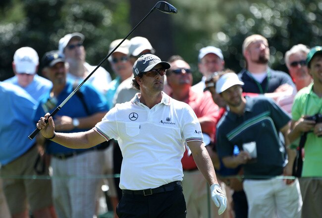 AUGUSTA, GA - APRIL 02:  Adam Scott of Australia looks on during a practice round prior to the start of the 2012 Masters Tournament at Augusta National Golf Club on April 2, 2012 in Augusta, Georgia.  (Photo by Andrew Redington/Getty Images)