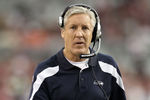 GLENDALE, AZ - JANUARY 01:  Head coach Pete Carroll of the Seattle Seahawks watches from the sidelines during the NFL game against the Arizona Cardinals at the University of Phoenix Stadium on January 1, 2012 in Glendale, Arizona. The Cardinals defeated the Seahawks 23-20 in overtime.  (Photo by Christian Petersen/Getty Images)
