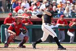 SCOTTSDALE, AZ - MARCH 27:  Brandon Belt #9 of the San Francisco Giants bats against the Los Angeles Angels of Anaheim during the spring training game at Scottsdale Stadium on March 27, 2012 in Scottsdale, Arizona.  (Photo by Christian Petersen/Getty Images)