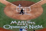 MIAMI, FL - APRIL 04:  Josh Johnson #55 of the Miami Marlins pitches during Opening Day against St. Louis Cardinals  at Marlins Park on April 4, 2012 in Miami, Florida.  (Photo by Sarah Glenn/Getty Images)