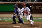 ST LOUIS, MO - OCTOBER 27:  David Freese #23 of the St. Louis Cardinals hits a two-run RBI triple to tie the game in the bottom of the ninth during Game Six of the MLB World Series against the Texas Rangers at Busch Stadium on October 27, 2011 in St Louis, Missouri.  (Photo by Rob Carr/Getty Images)