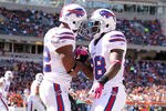 CINCINNATI, OH - OCTOBER 02:  Fred Jackson #22 and C.J. Spiller #28 of the Buffalo Bills celebrate after scoring a touchdown during the NFL game against the Cincinnati Bengals at Paul Brown Stadium on October 2, 2011 in Cincinnati, Ohio.  (Photo by Andy Lyons/Getty Images)
