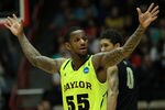 ALBUQUERQUE, NM - MARCH 17:  Pierre Jackson #55 of the Baylor Bears celebrates after winning 80-63 against the Colorado Buffaloes during the third round of the 2012 NCAA Men's Basketball Tournament at The Pit on March 17, 2012 in Albuquerque, New Mexico.  (Photo by Ronald Martinez/Getty Images)
