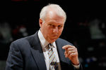 ATLANTA, GA - APRIL 05:  Head coach Gregg Popovich of the San Antonio Spurs against the Atlanta Hawks at Philips Arena on April 5, 2011 in Atlanta, Georgia.  NOTE TO USER: User expressly acknowledges and agrees that, by downloading and/or using this Photograph, user is consenting to the terms and conditions of the Getty Images License Agreement.  (Photo by Kevin C. Cox/Getty Images)