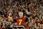 LOS ANGELES, CA - NOVEMBER 26:  Quarterback Matt Barkley #7 of the USC Trojans conducts the band after the game with the UCLA Bruins at the Los Angeles Memorial Coliseum on November 26, 2011 in Los Angeles, California. USC won 50-0.  (Photo by Stephen Dunn/Getty Images)