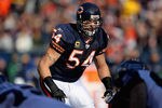 CHICAGO, IL - DECEMBER 18: Brian Urlacher #54 of the Chicago Bears awaits the start of play against the Seattle Seahawks at Soldier Field on December18, 2011 in Chicago, Illinois. The Seahawks defeated the Bears 38-14.  (Photo by Jonathan Daniel/Getty Images)
