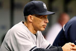 ST. PETERSBURG - APRIL 08:  Manager Joe Girardi #28 of the New York Yankees directs his team against the Tampa Bay Rays during the game at Tropicana Field on April 8, 2012 in St. Petersburg, Florida.  (Photo by J. Meric/Getty Images)