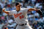 MINNEAPOLIS, MN - AUGUST 25: Kevin Gregg #63 of the Baltimore Orioles delivers a pitch against the Minnesota Twins in the ninth inning on August 25, 2011 at Target Field in Minneapolis, Minnesota. The Orioles defeated the Twins 6-1. (Photo by Hannah Foslien/Getty Images)